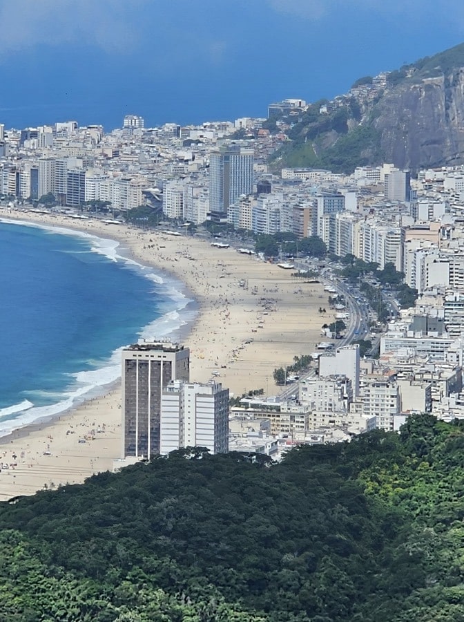 Plage de Copacabana avec sa skyline derrière