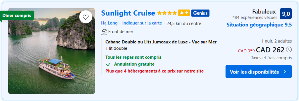 Promotion d'une croisière au Vietnam dans mon article Préparer un voyage en Asie avec ma soeur #vietnam #asie #croisiere