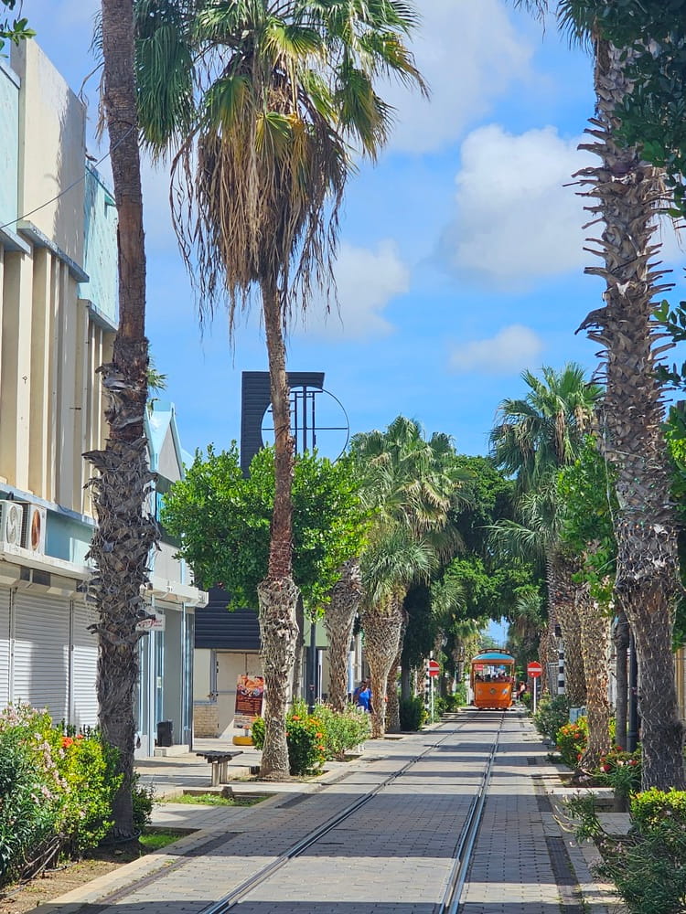Profiter du tramway gratuit de Oranjestad pour visiter la ville pendant son voyage à Aruba #aruba #roadtrip