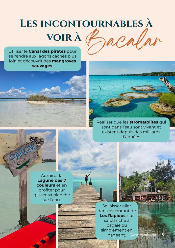 Montage de photos représentant les incontournables à voir à Bacalar dans le guide de voyage Belize-Bacalar Encore Partie #belize #bacalar